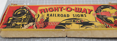 Marx Right-O-Way Plastic Railroad Signs Set W/ Original Box