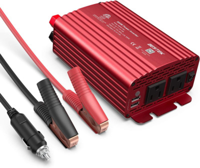 BESTEK 500W Power Inverter DC 12V to 110V AC with Alligator Battery Clamps
