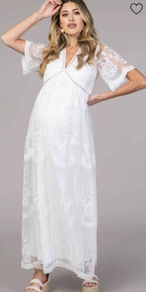chinese dress ladies Light Pink Lace Mesh Overlay Maternity Maxi Dress  PinkBlush