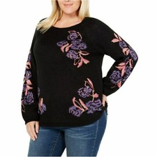 Style  Co Women's Medium Oversized Sweater Black Pullover Long Sleeves