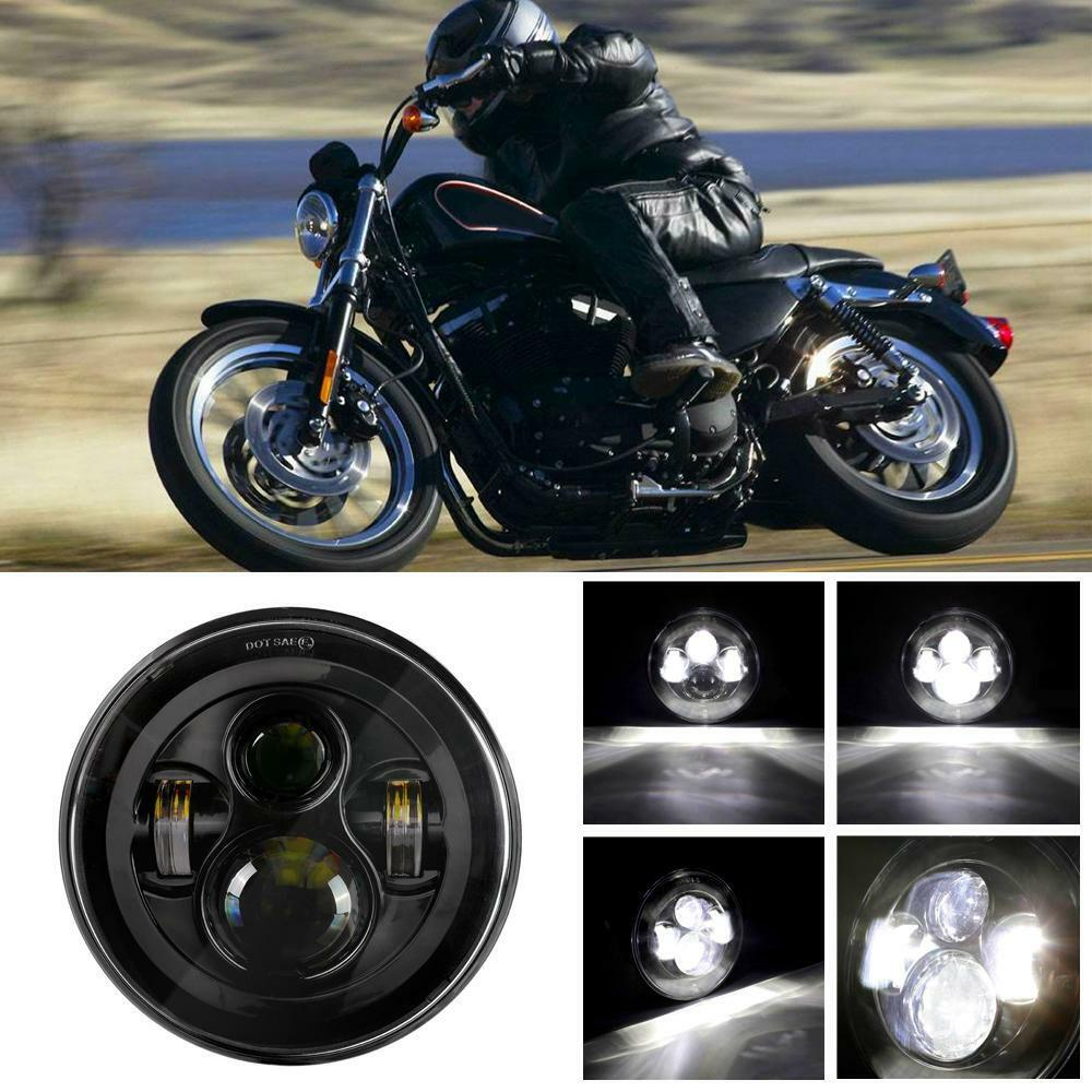 7-inch LED Projector Headlight – DOT Approved – Fits Honda Shadow VT1100 VT750 VT600 (Black Housing, Clear Lens)