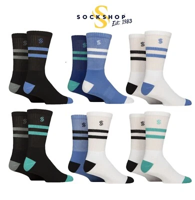 SOCKSHOP Mens Sports Socks - Gym Fitness Crew Cushioned, Arch Support, 4 Pairs, Size 7-11