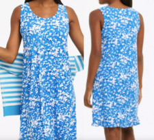 Draper James Nightie Blue Shadow Floral Ruffle Pajama Dress Ruffle Small Medium