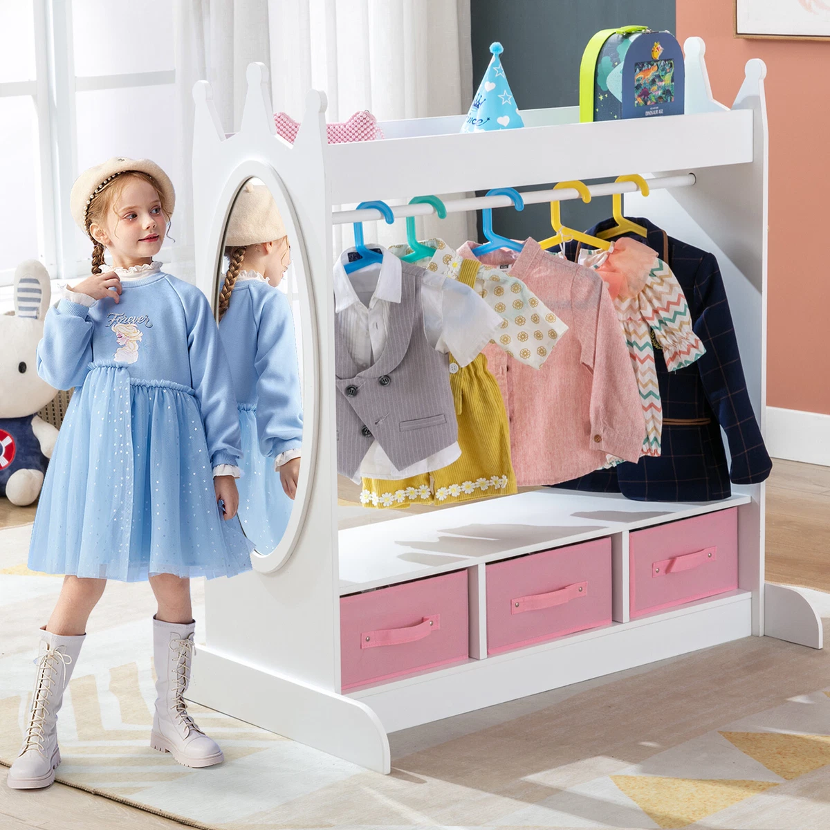 White Kids Armoire Dress Up Storage