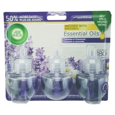 Air Wick Essential Oils 3 Pack 180 Days Scented Refills LAVENDER CHAMOMILE NEW