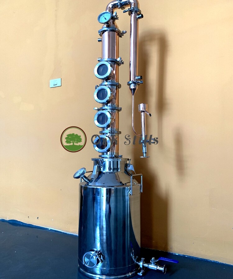(1/6) 13 Gallon 50L Copper Alcohol Distiller Still with 4" Copper Flute Column
