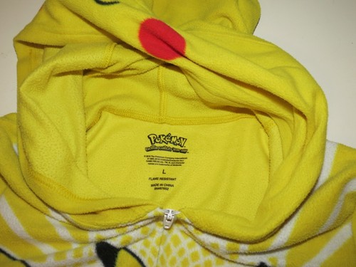 Boys Pikachu Pokemon Pajamas One Piece Sleeper Union Jack Yellow PJS L 10-12 - Picture 5 of 6