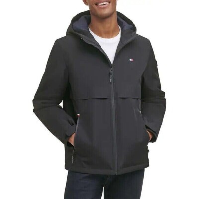  Tommy Hilfiger Men s Performance Hooded Jacket Black Size LARGE New