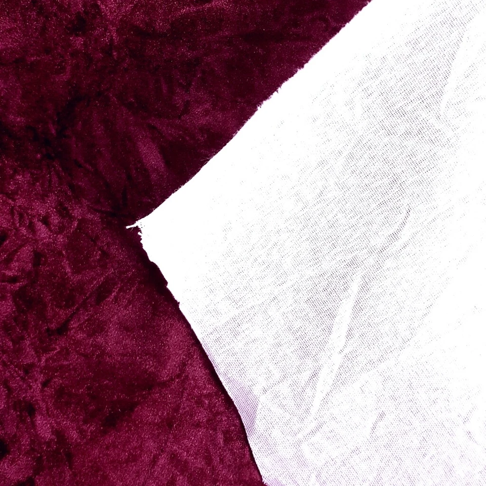 BURGUNDY CRUSHED VELVET FABRIC | UPHOLSERY TEXTURED VELVET 60" by the yard - Image 4 of 4