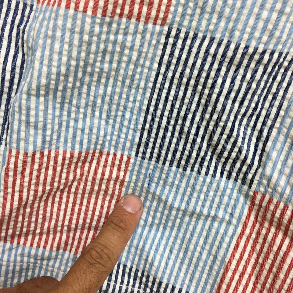 Tommy Hilfiger Shorts 40 Mens Blue Red Seersucker Chino Check Flat Front Modern - Image 3 of 4