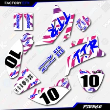 Retro White Blue Fierce Racing Graphics Kit fits 08-25 YAMAHA TTR110 TTR 110