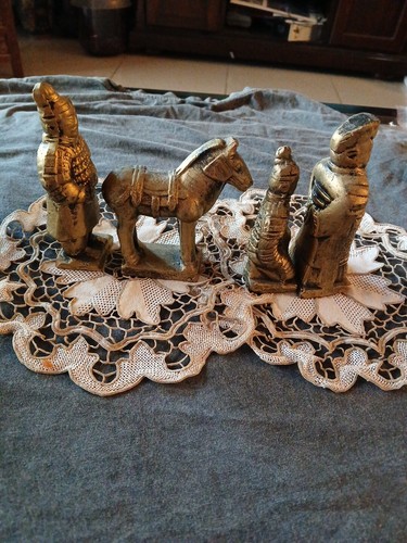Vintage Chinese Terracotta Soldier Warrior Horse Mini Statue Figurine Set 4Pc Gd - Picture 4 of 11