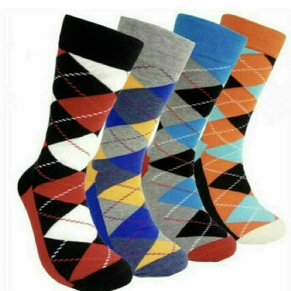 Mens Argyle Diamond Bright Socks Cotton Rich Lycra Design Socks Size 6-11