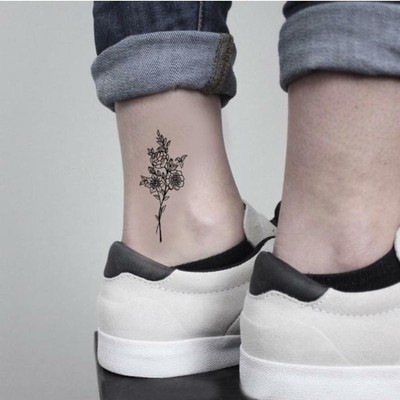 Ship From Ny Set Of 2 Black Vintage Flowers Temporary Tattoo Ebay