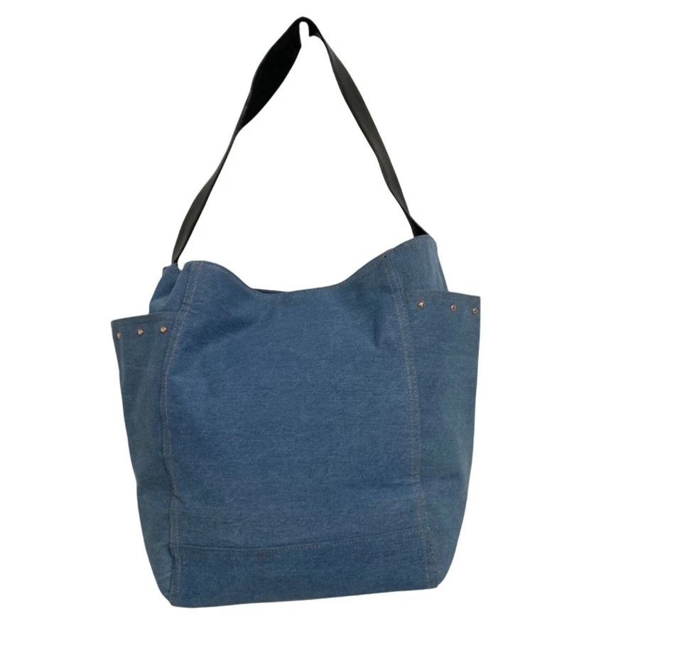 Bolso de Viaje Victoria's Secret Jean Azul Denim Playa Fin de Semana Grande Foto 3 de 4