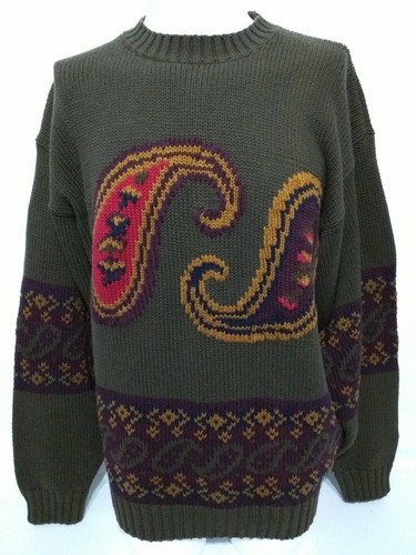 Vintage Tommy Hilfiger Verde Violeta Oro gigante Paisley Para Hombre Suéter  Talla Grande | eBay