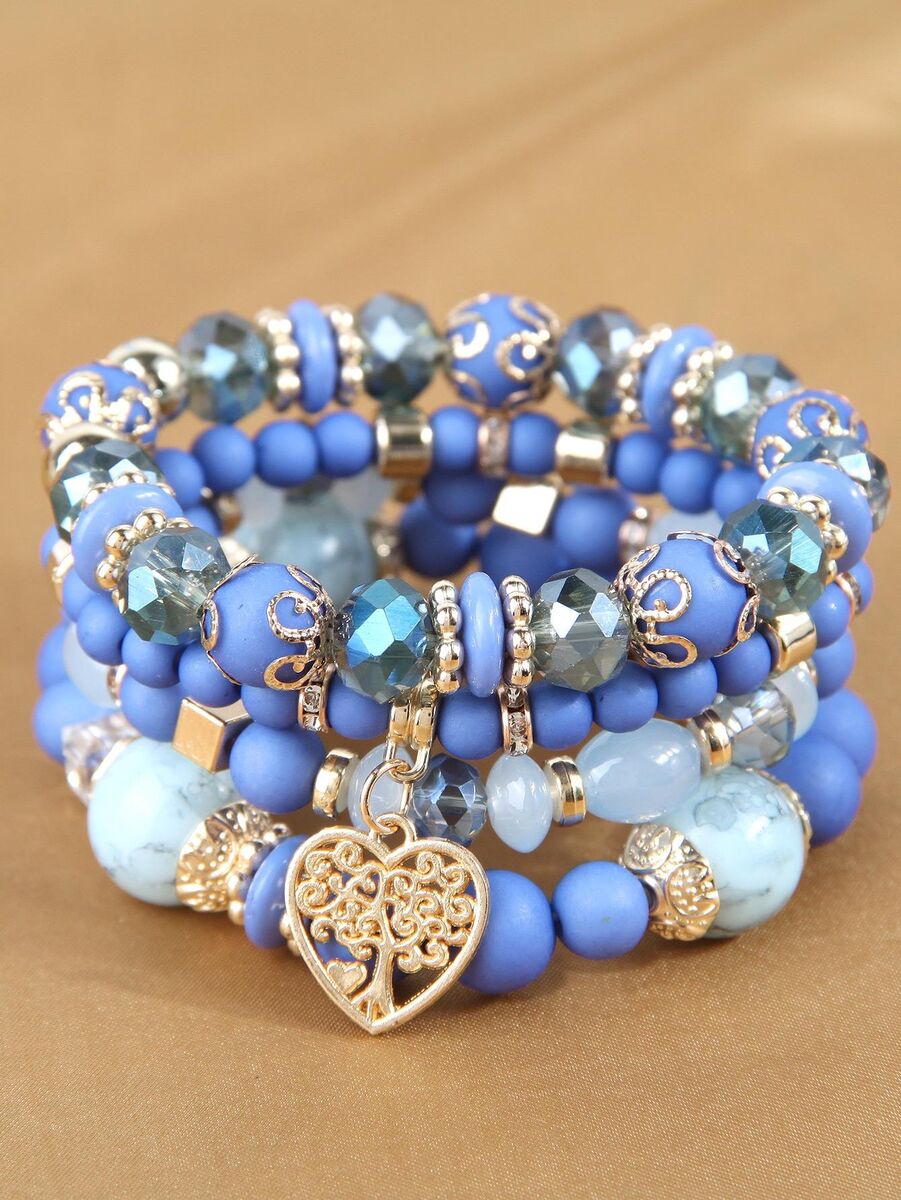 Blue Beaded Bracelet Set Blue Beaded Bracelet Set