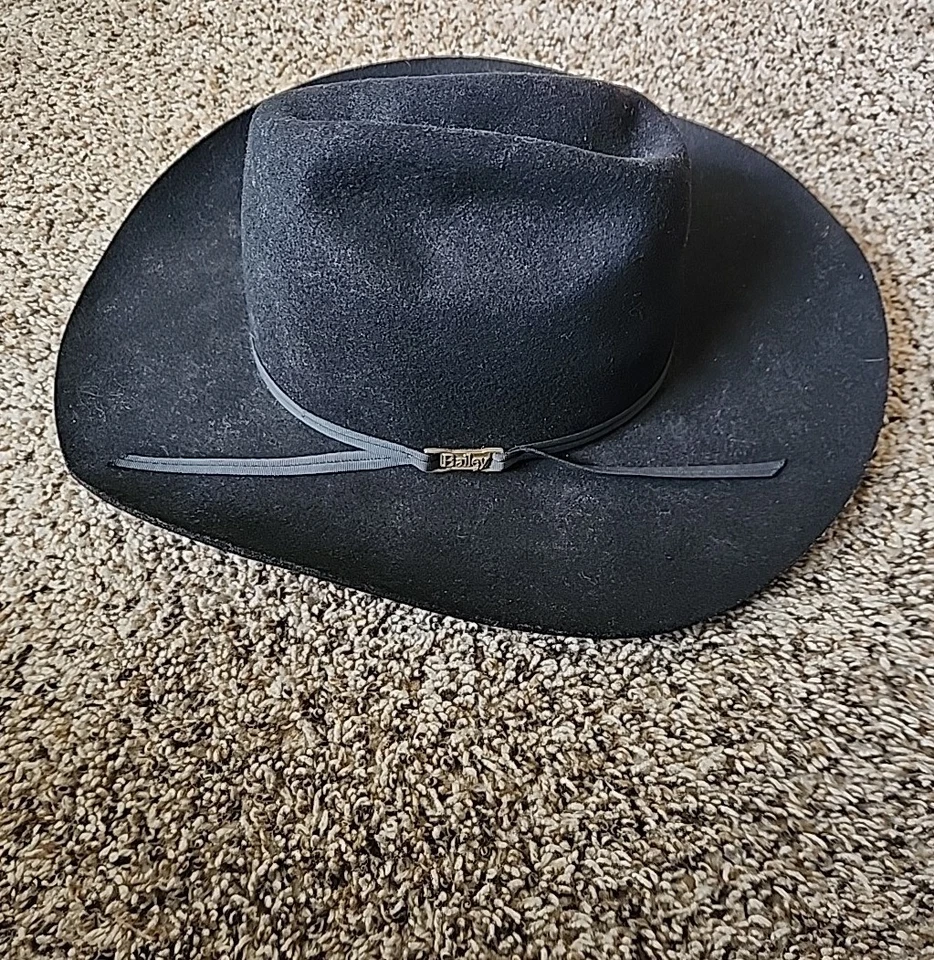 Sombrero de Vaquero Vintage Bailey Negro 100% Lana COLT Talla 6 3/4 ¡Excelente Estado!  Foto 4 de 4