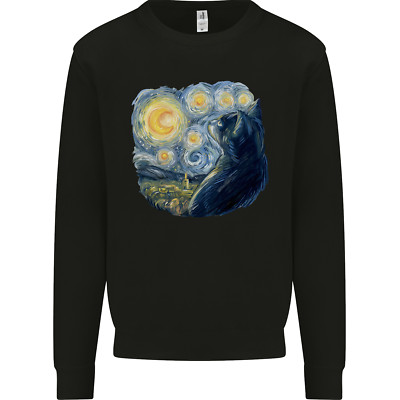 Katze Vangogh lustiges Katzenmalerei Kinder Sweatshirt Pullover