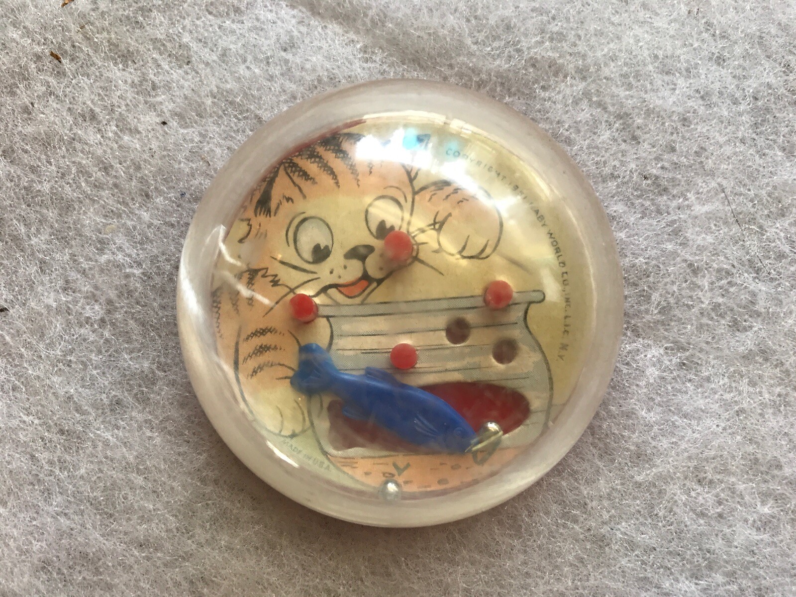 1951 Cat And Fish Dexterity Game, Baby World Co.