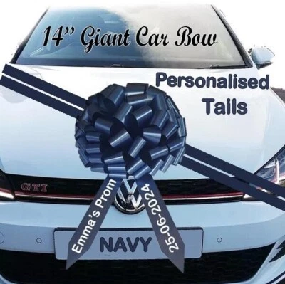MEMORY BOX PARTY Giant Car Bow with Personalised tails large Bow for car ALL COLOURS 14" Inch