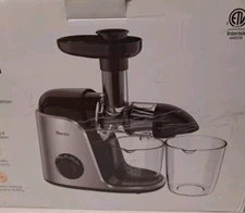 Sboly JS3007 Slow Juicer Two-Speed And Reverse 80 RPM Silver/Black Less Foaming