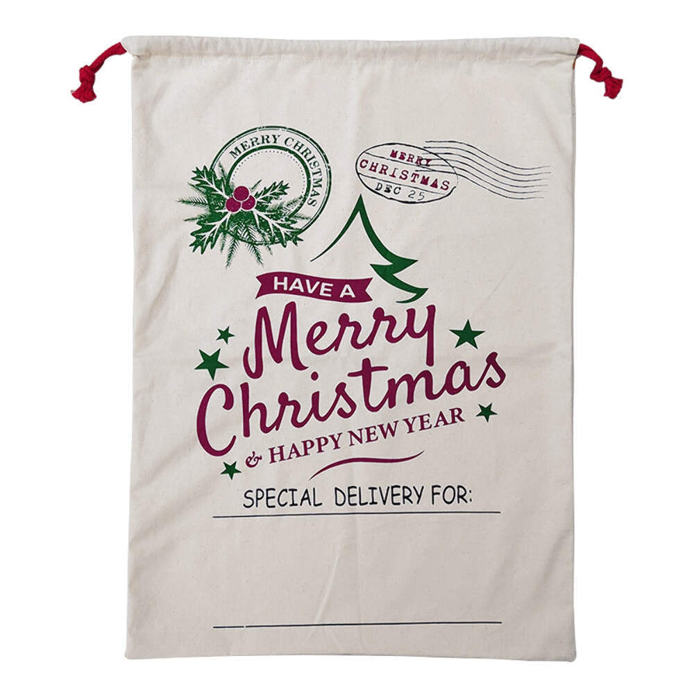 NNEDSZ 50x70cm Canvas Hessian Christmas Santa Sack Xmas Stocking Reindeer Kids G