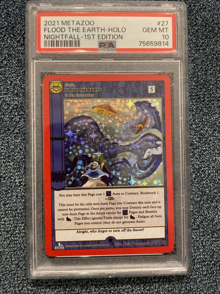MetaZoo Flood The Earth Full Holo 27/163 1st Edition Nightfall PSA