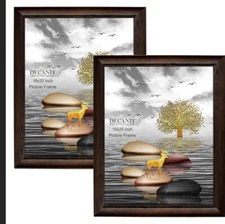 16x20 Picture Frames（pack of 2） Rustic Dark Brown Wood Pattern Wall Mounting