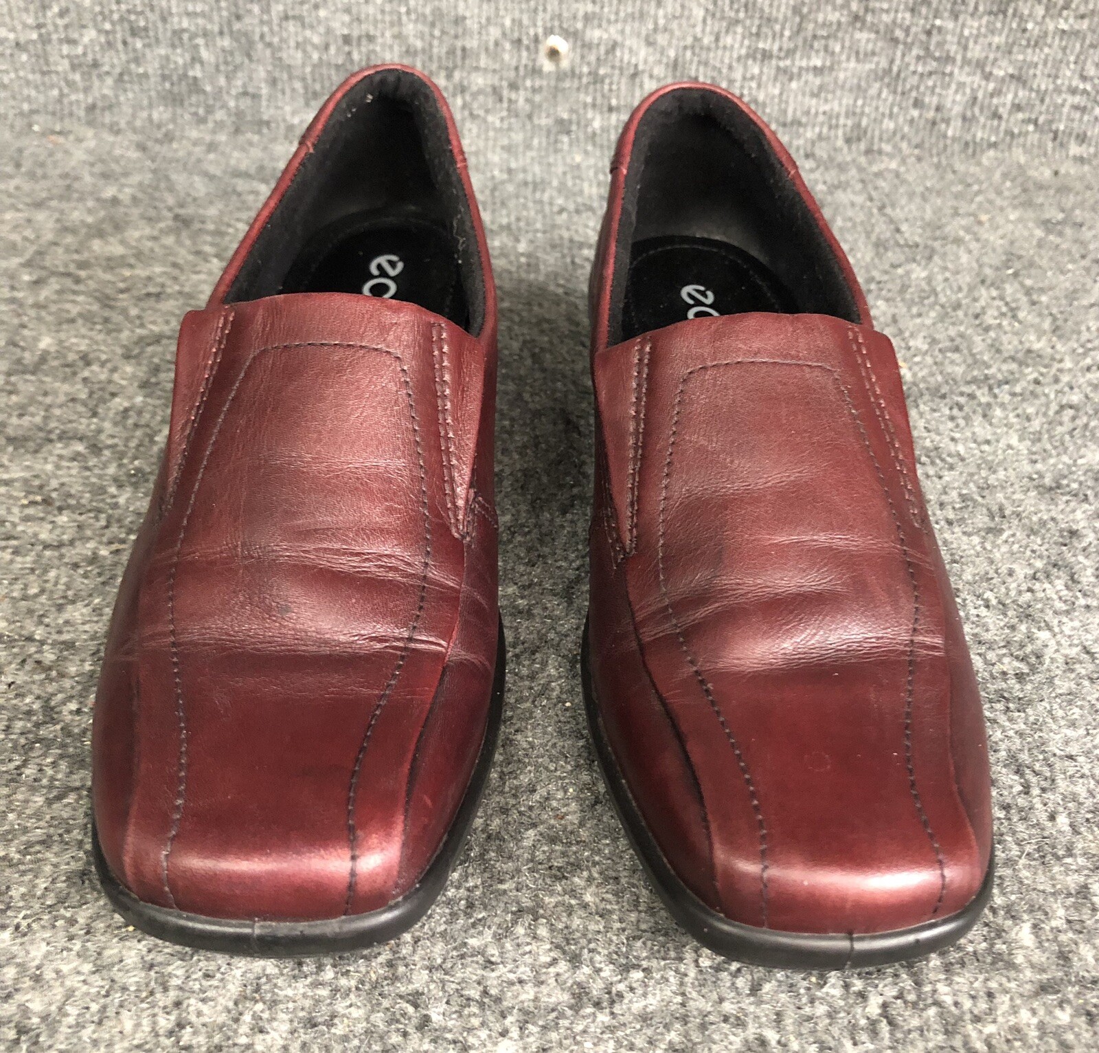 ecco-womens-burgundy-leather-slip-on-loafers-flats-size-us-6-5-7-eu-37