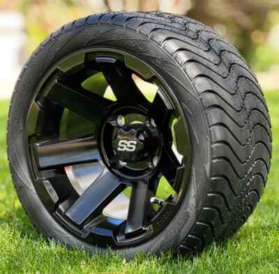 TREX 12'' ATLAS Gloss Black Wheels and 215/40-12'' Radial DOT Tires - Set of 4