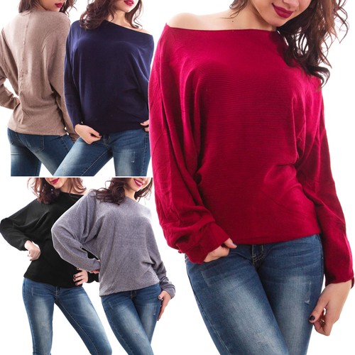 Maglione donna pull maniche pipistrello caldo inverno maglia nuovo AL-2102  | eBay