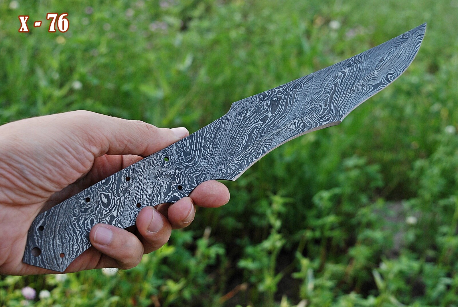 Custom Handmade Damascus steel Fix Blade Hunting Bowie blank blade knife