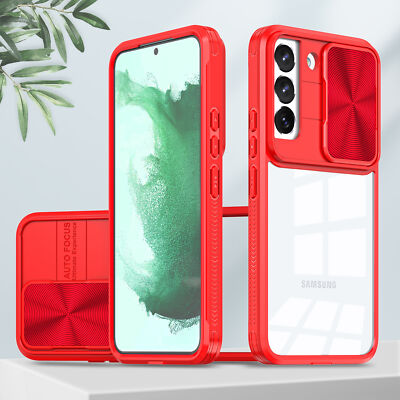 For Samsung S24 Ultra S22 S23 S21 FE A13 A53 Camera Lens Slide Clear Hybrid Case
