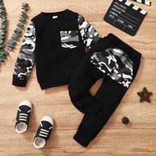 Toddler Baby Boy 2pcs Clothes Outfits Long Sleeve Shirt Tops Camo Pants Set