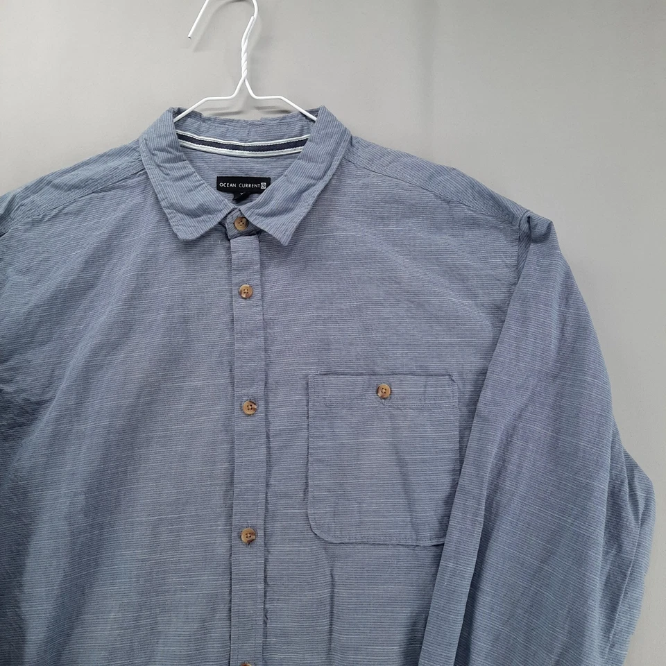 Ocean Current Shirt Mens XL Blue Stripe Long Sleeve Pocket Cotton Button Up - Image 3 of 4