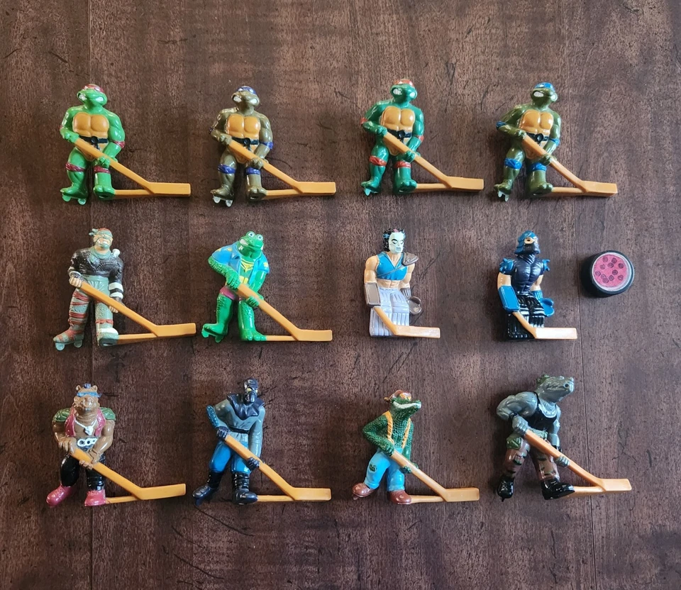 1990 Teenage Mutant Ninja Turtles Subterranean Sewer Hockey 12 chicos, disco, Instr Foto 4 de 4