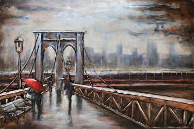 Handgefertigtes Metallbild Mit Dekoration Der Brooklyn Bridge New York
