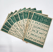 Vintage Bingo Cards Lot of 10 Green USA Ephemera Cardboard