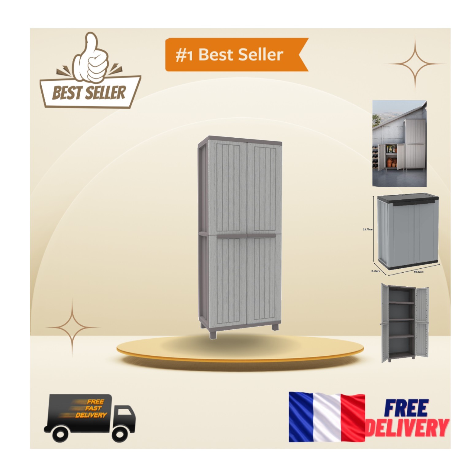Armoire Modulaire Terry Jwood 268 Meuble Rangement Plastique 2 Portes Gris Jardin