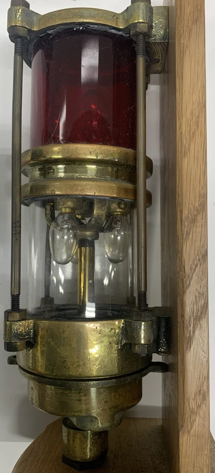 Antique Vintage Bronze WW2 US NAVY 9-S-3023-L Dual Lamp Red & White Electrified - Image 4 of 4