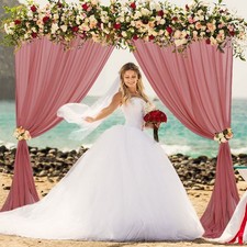 2 PCS Dusty Rose Backdrop Curtains Wedding Chiffon Sheer 29x120 Inch Tulle