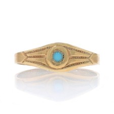 Ostby  Barton Simulated Turquoise Art Deco Baby Ring Yellow Gold 10k Midi Child