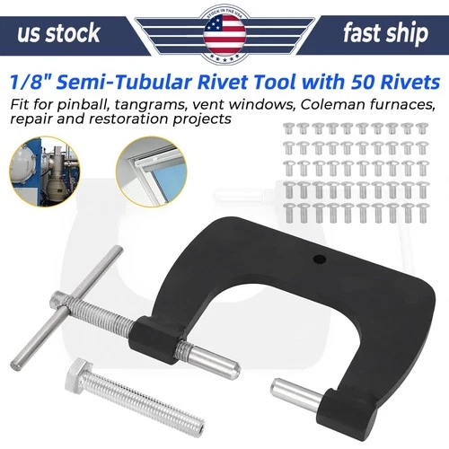 Semi Tubular Rivet Tool For Pinball Tonka Vent Window - 1/8" dia. Tubular Rivets