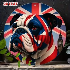 Union Jack Bulldog Big Ben Round Aluminium Sign Decoration Home Decor Gift