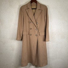 Fleurette Tan Camel Hair Double Breasted Overcoat Size Small 2-4