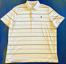 Polo Ralph Lauren Performance Golf Polo Shirt XL White Striped Pony Short Sleeve