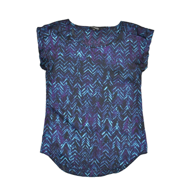 #ad #ad EXPRESS Women#x27;s Purple Blue Chevron Round Neck Blouse Top Regular Size XS $19.55