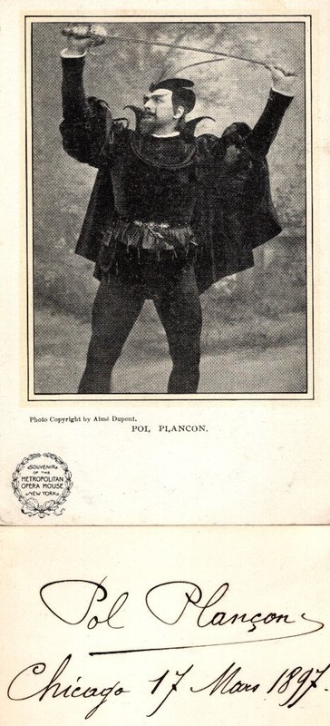 *POL PLANCON 1851-1914 GREAT OPERA BASS 1897 AUTOGRAPH & MEPHISTOPHELES PHOTO*