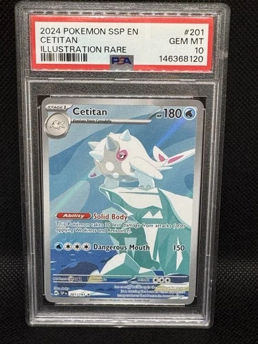 Pokemon Cetitan 201/191 PSA 10 Sv08: Surging Sparks Holo Gem Mint Low Pop
